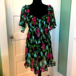Betsey Johnson sheer floral babydoll nightie
